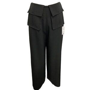Glam Womens Black Wide-Leg Pants With Pocket Detail Size M